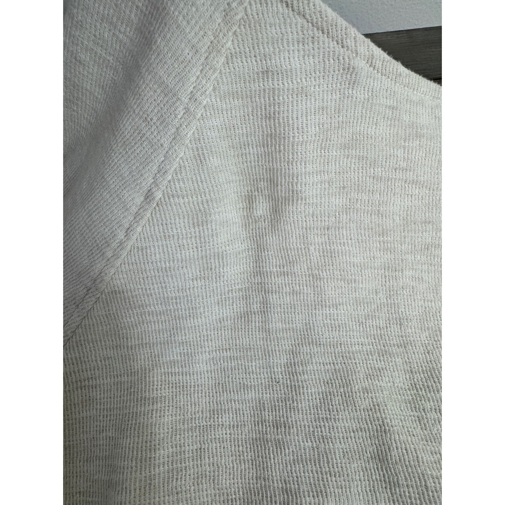 aerie Endless Summer Cream Peplum Cropped Sweatshirt Lantern Sleeve Tie Cuff M - Picture 10 of 11
